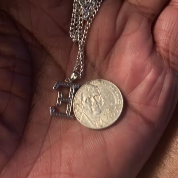 Sterling Silver 925 Letter “E” CZ Pendant Necklace - Picture 6 of 6